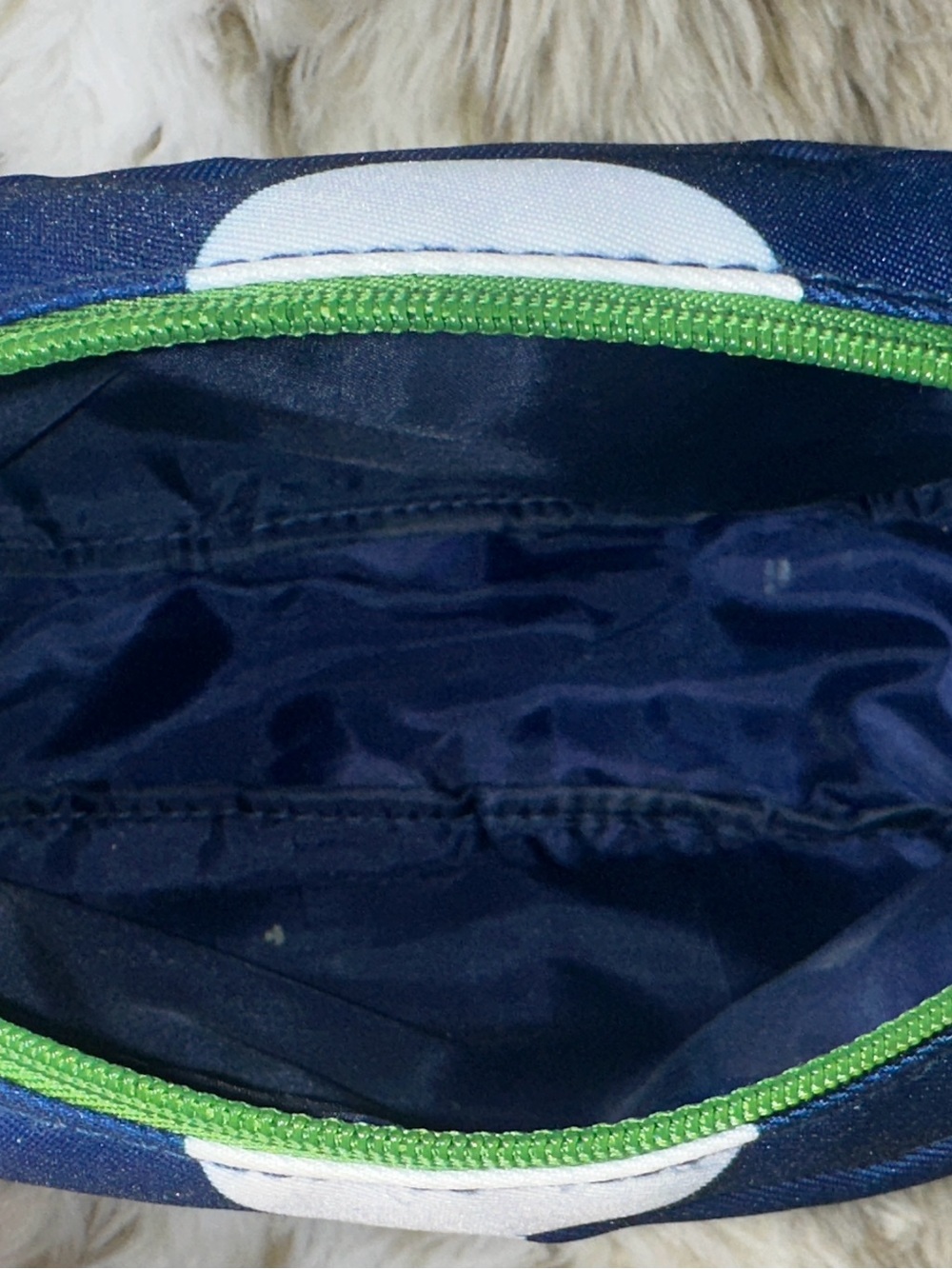 Clinique x Kate Spade Navy Blue White Striped Polka Dot Cosmetic Makeup Bag - Picture 8 of 8